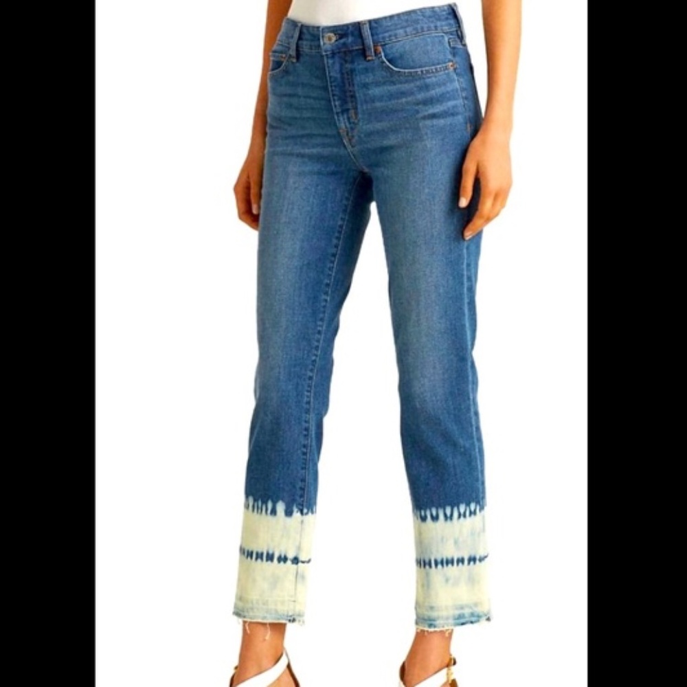 Lauren Ralph Lauren straight ankle jeans dip dyed hems Sz 12 raw hems boho